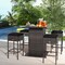 Costway 5PCS Patio Rattan Bar Table Stool Set Hidden Storage Shelf Cushioned